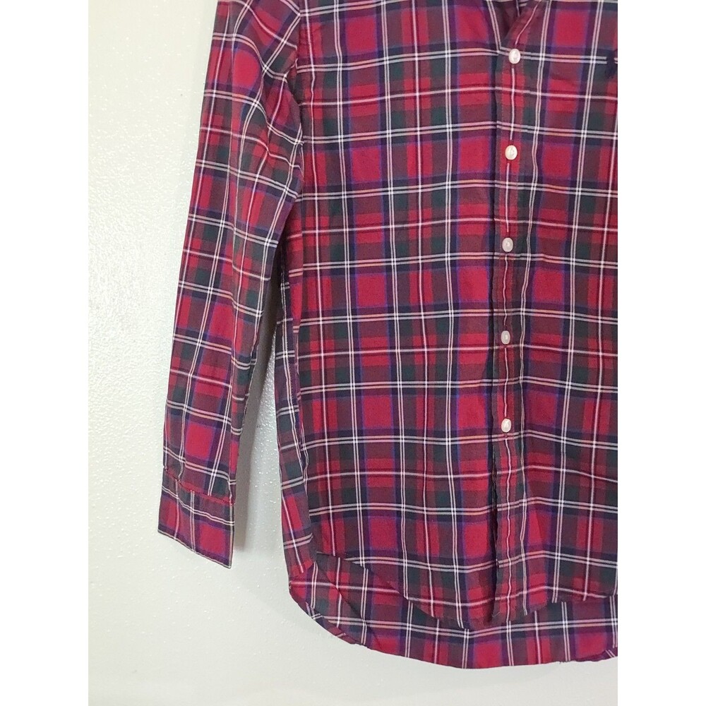 Ralph Lauren Boys Plaid Check Button Down Shirt Red Green Cotton Size M 10-12 - Picture 7 of 11